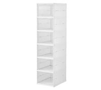 Générique Shoe Rack Organizer, Stackable Sneaker Cabinet, Foldable Clear Storage Bin with Space-Saving Design for Bedroom, Hallway, Home, Dormitory, Boot Room, Gray and White