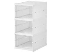 Générique Shoe Rack Organizer, Stackable Sneaker Cabinet, Foldable Clear Storage Bin with Space-Saving Design for Bedroom, Hallway, Home, Dormitory, Boot Room, Gray and White