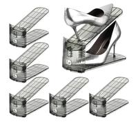 Générique Shoe Stacker, 6 Piece Shoe Space Saver Organizer, Adjustable Double-Layer Shoes Storage Rack Holder for Entryway Closet Bedroom Garage Wall Under Bed 27.5x10.3x11.5cm