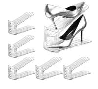 Générique Shoes Slot Organizer, 6 Pack Adjustable Shoe Risers, 10.83x4.06x4.53 inches Non-Slip Double-Layer Shoe Holder for Space Saving Storage in Bedroom, Dorm, Garage, Entryway, Or Under Bed