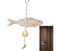 Générique Shopkeepers Bell, Rustic Wooden Door Chime, Fish Design Home Supplies, Vintage Entry Alert with Handcrafted Charm for Studios Dorm Living Rooms Cafe Apartment Shop, 7.87x1.57 inches