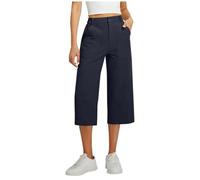Générique Short 7/8 Femme Léger Jambe Large Casual Chic Pantacourt Taille Haute avec Poches Cargo Shorts de Travail Randonnée Voyage Été Fluide Décontracté Confortable Bureau