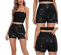 Générique Short à Paillettes Femme de Soirée Short Mini Taille Haute Élastique Sequin Décontracté et Confortable Shorts Pantalon Brillant de Danse Hot Pants Sparkling Tenue pour Disco Jazz Fête Club