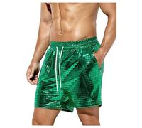 Générique Short À Paillettes Style Disco Homme Coupe Ajustée,Shorts Homme Cordon De Serrage Brillant Paillettes des Années 70,Shorts Homme Couleur Unie Hippy Fête Brillante Clubwear pour Carnaval