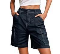 Générique Short Cargo Femme Multipoche Coupe Ample Décontracté Uni Été Utilitaire Marche Voyage Loisirs Confort Quotidien, 07-Dark Blue, 3XL