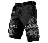 Générique Short Cargo Homme Elastique, Pantalon Cargo Age Norse Mythology pour Aventures en Plein air, Short avec Plusieurs Poches