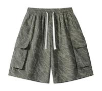 Générique Short Cargo Homme Été Bermuda Décontracté avec Taille Élastique Short de Travail avec Grandes Poches Latérales pour Extérieur