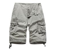 Générique Short Cargo Homme Multi Poches Lâche Extérieur Uni Décontracté Sept Pantalon Printemps Coton pour Hommes(Khaki, 36)