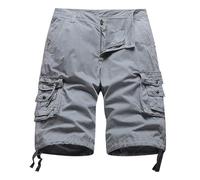 Générique Short Cargo Homme Multi Poches Lâche Extérieur Uni Décontracté Sept Pantalon Printemps Coton pour Hommes(Light Gray, 38)
