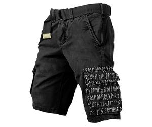 Générique Short Cargo Homme Taille Elastique, Pantalon Cargo Age Norse Mythology pour Aventures en Plein air, Short avec Plusieurs Poches