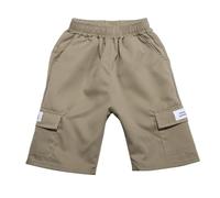 Générique Short Cargo pour garçons et Enfants, Short Extensible décontracté de Couleur Unie pour Jeunes garçons, Bas Cargo d'extérieur (Khaki, 10-11 Years)