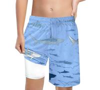 Générique Short da Bagno Ragazzo Con Stampa e Vita Alta Comodi per Bambini 5-14 Anni Estate 2026(Sky Blue, 140)