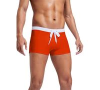 Générique Short de Bain Homme Coupe Carrée Uni Contraste Taille Blanche Cordon Réglable Tissu Séchage Rapide Résistant au Chlore Sel Marin Élastique Piscine Plage Anti-Frottement Tailles S à XXXL