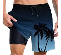 Générique Short De Bain Homme Shorts Étanche Séchage Rapide 2 en 1 Maillot Sportif Couches Zip Sécurité Slip avec Poche Stretch Grande Taille Compression Running Plage 2-in