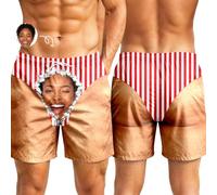 Générique Short De Bain Homme String Short Ample imprimé décontracté avec Taille élastique pour la Plage en été (Red-d, XXXXL)