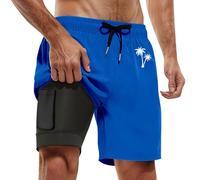 Générique Short de Bain pour Homme 2 en 1 avec, 2 en 1 Court Short de Natation Color Bain à SéChage Rapide Homme Marque CaleçOn Maillot Bains Été Surf Sport Piscine Natation