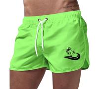 Générique Short de Plage Homme en Polyester Imprimé Style Sportif pour Loisirs et Estival Léger et Confortable (Green, XXL)