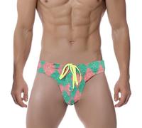 Générique Short De Plage Homme,Short De Bain Triangle Double Couche Imprimé Brillant Cordon De Serrage Haute éLasticité Respirant Slip en U (Green, XL)