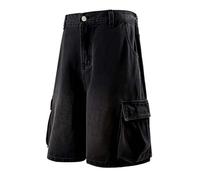 Générique Short De Travail Homme,Jean Cinq Points Ample DéContracté, DéLavé, avec Grandes Poches, IdéAl pour Le Travail (Black, XXXL)