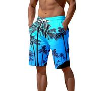 Générique Short De Vacances Homme Impression Digitale 3D Mer Coco Soleil Couché Plage Pantalon Courte Homme(Blue, XL)