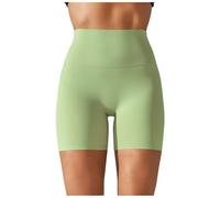 Générique Short de Yoga de Couleur Unie pour Femmes, Double brossé, Taille Haute, Compression élastique, Longueur Trois Quarts (Mint Green, XL)
