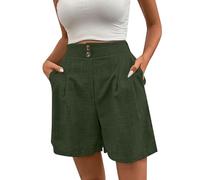 Générique Short Décontracté Ceinture Élastique Femme Unicolore Coupe Ample Confort Quotidien Style Coréen Pantalon Droit pour Femme armée Verte, XL