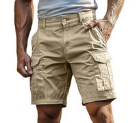 Générique Short Décontracté Homme Cargo Vert, Coupe Relax, Coton Souple, Multi Poches, Conçu pour Le Quotidien, Le Travail et l'Été, Confortable et Facile à Assortir