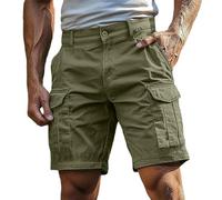 Générique Short Décontracté Homme Cargo Vert, Coupe Relax, Coton Souple, Multi Poches, Conçu pour Le Quotidien, Le Travail et l'Été, Confortable et Facile à Assortir