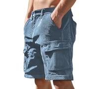 Générique Short décontracté Homme été Ample Style rétro Polyvalent Short Quotidien Confortable Tenue décontractée Mode Masculine vêtement Chaud Saison Printemps été Tissu Doux (Light Blue, XXL)