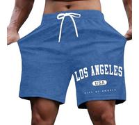 Générique Short décontracté pour Homme à Porter au Quotidien avec imprimé Lettre, Confortable et élégant, idéal pour l'été, pour Faire du Shopping et se détendre (Blue, S)