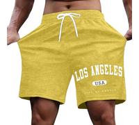 Générique Short décontracté pour Homme à Porter au Quotidien avec imprimé Lettre, Confortable et élégant, idéal pour l'été, pour Faire du Shopping et se détendre (Yellow, L)