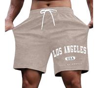 Générique Short décontracté pour Homme à Porter au Quotidien avec imprimé Lettre, Confortable et élégant, idéal pour l'été, pour Faire du Shopping et se détendre (Khaki, L)