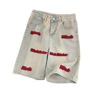 Générique Short décontracté pour Homme en Jean brodé avec Lettres et Motifs Serviette Coupe Ample et Confortable pour printanières et Estivales