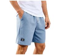 Générique Short décontracté pour Homme, été, Couleur Unie, Taille élastiquée gaufrée, étiquette Portefeuille Homme Carte Grise (Blue, XXXL)