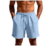 Générique Short décontracté pour Homme, Taille élastique, Poches latérales, Short d'été Tendance Portefeuille Homme Cuir 3 Volets (Sky Blue, M)