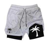 Générique Short d'entraînement 2 en 1 pour homme - Impression 3D - Short de course à séchage rapide - Poches basiques - Short de compression respirant - Short d'été