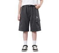 Générique Short d'été en pour garçon, imprimé Bateau, Coupe Ample, Longueur mi-Longue, Respirant, mélange de Mailles. (Black, 5-6 Years)