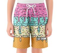 Générique Short d'été pour enfant garçon - Imprimé crème glacée - Taille élastique avec poches - Pyjama d'extérieur - Séchage rapide - Pour tout-petits, adolescents et garçons