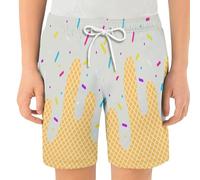 Générique Short d'été pour enfant garçon - Imprimé crème glacée - Taille élastique avec poches - Pyjama d'extérieur - Séchage rapide - Pour tout-petits, adolescents et garçons