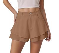Générique Short d'Été Taille Haute Double Épaisseur pour Femmes, Coupe Ample Mode Décontractée Évasée, Ceinture Élastique Gainante Respirante Léger
