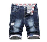 Générique Short En Jean Denim Pour Homme Shorts En Jean Extensible Avec Poches Et Fermeture Éclair Décontractés Ete Fitness Survêtement Taille Élastiquée Shorts