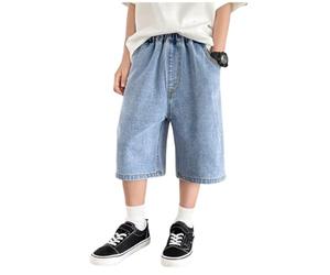 Générique Short en jean pour garçon de jogging baggy Pantalon sport court solide printemps té ample et respirant Mode Denim Cargo Ado Garcon 4-14 Ans