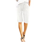 Générique Short Femme Bermuda Coupe Ample Taille Élastique avec Cordon Couleur Unie Longueur Genou Poches Pratiques Style Décontracté Quotidien Vacances Été