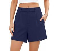 Générique Short Femme Chic A-Line Short Tailleur Taille Haute Baggy Shorts et Bermuda Grande Taille Uni Court Pantalon avec Poches Fluide Droit Habillé Travail Au Bureau Short