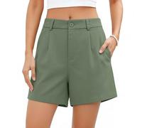 Générique Short Femme Chic A-Line Short Tailleur Taille Haute Baggy Shorts et Bermuda Grande Taille Uni Court Pantalon avec Poches Fluide Droit Habillé Travail Au Bureau Short