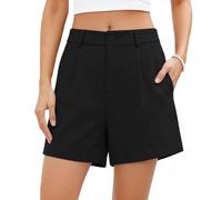 Générique Short Femme Chic A-Line Short Tailleur Taille Haute Baggy Shorts et Bermuda Grande Taille Uni Court Pantalon avec Poches Fluide Droit Habillé Travail Au Bureau Short