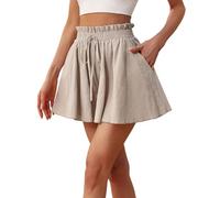 Générique Short Femme Cordon, Short Jambes Larges Poches Coupe Ample, Décontracté Estival pour Les Balades en Bord De Mer