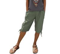 Générique Short Femme, Elastique Coton Vetement Lin Gaze deCoton Grande Taille Bermuda Ete Fluide Pantacourt Long Leger Sexy Short