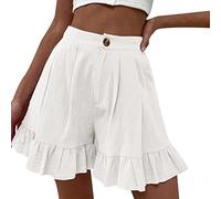 Générique Short Femme Ete & Bermuda Femme Ete en Coton Lin - Taille Élastique Confortable avec Poches, Tissu Respirant et Coupe Fluide, Chic et Décontracté pour la Ville, la Maison ou Les Vacances