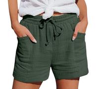 Générique Short Femme Ete Leger Chic Mode Gaze De Coton Lin Décontracté Bermuda Shorts Elastique Taille Haute Ample Plage Sport Running Vetement Jogging Pantalon Court